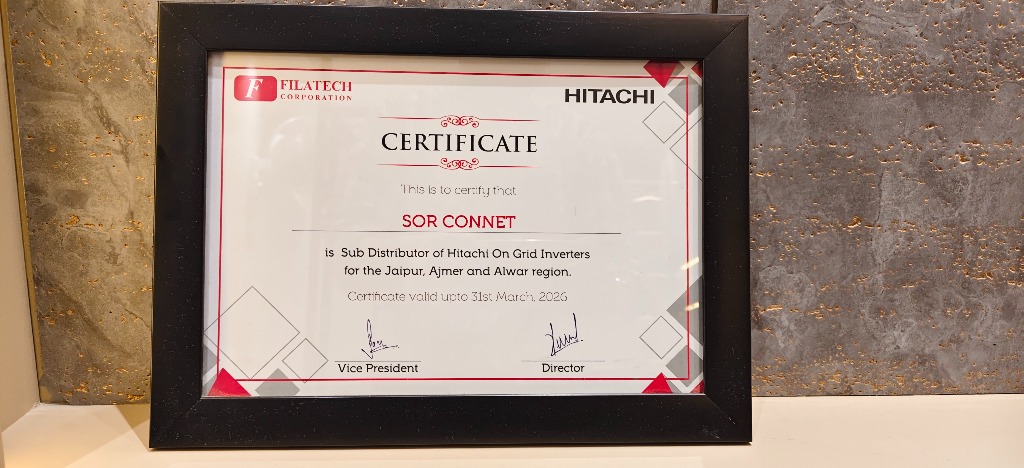 Hitachi Sub Distributor Certificate