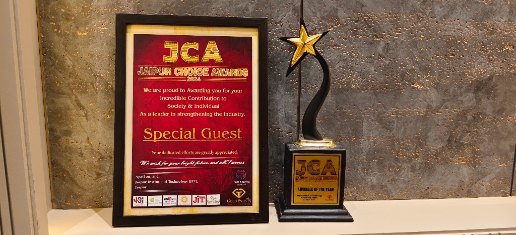 Jaipur Choice Awards Special Guest Certificate and Trophy