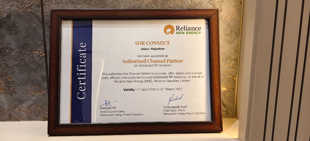 Reliance New Energy Channel Partner Certificate